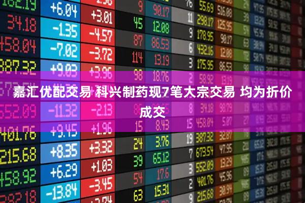 嘉汇优配交易 科兴制药现7笔大宗交易 均为折价成交